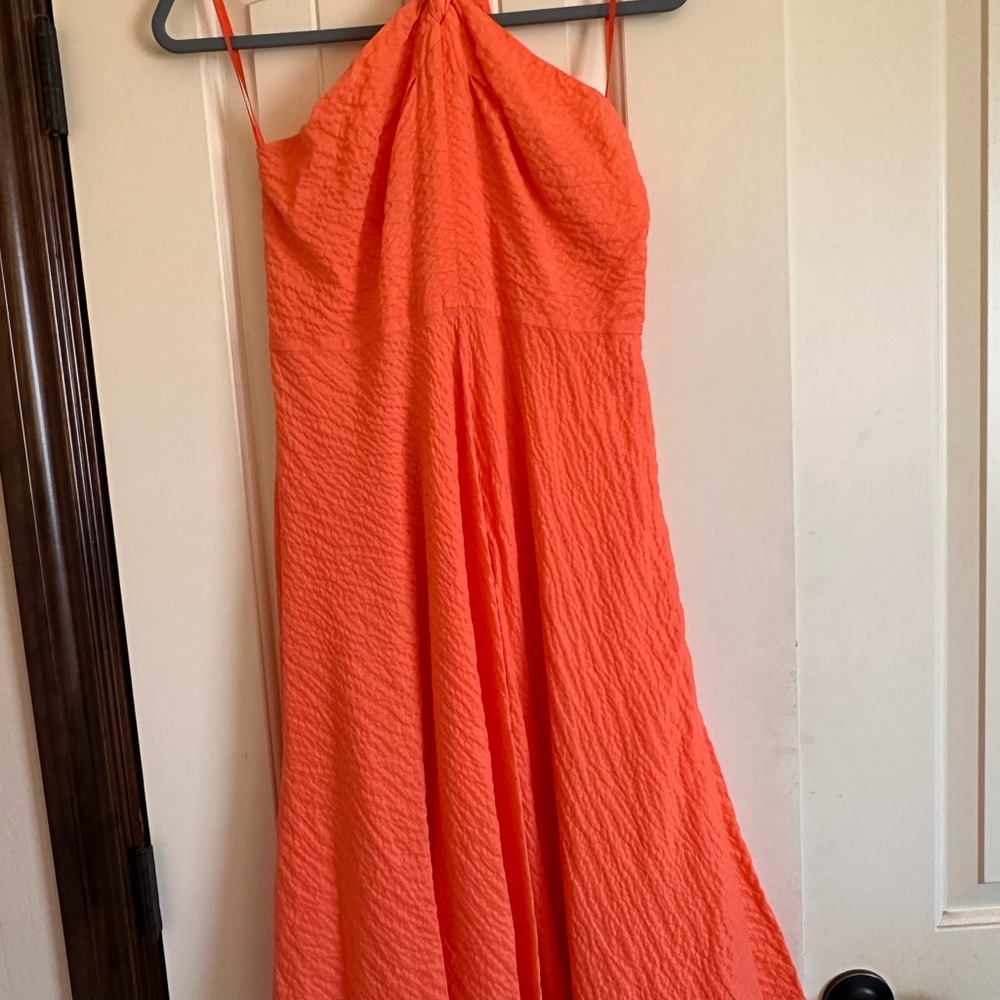 J. Crew Sleeveless Coral Halter Maxi Dress